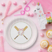 Pink Stripe Baseball Pappteller (Party)