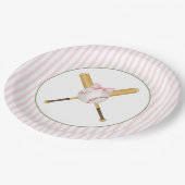 Pink Stripe Baseball Pappteller (Schrägansicht)
