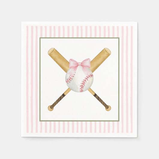 Pink Stripe Baseball Serviette (Vorderseite)