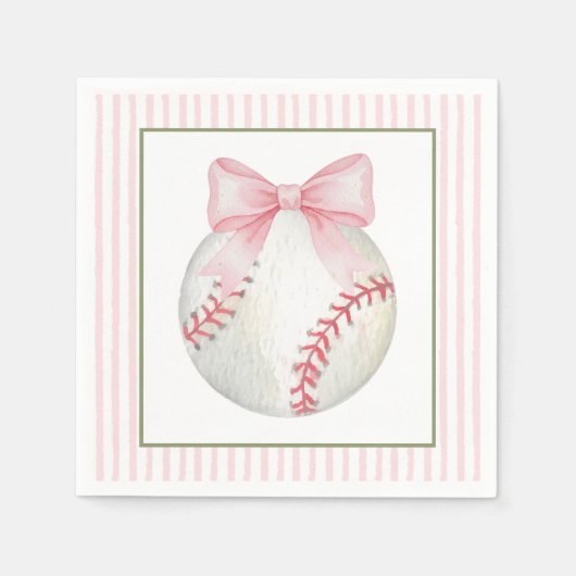 Pink Stripe Baseball Serviette (Vorderseite)