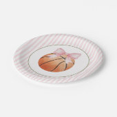 Pink Stripe Basketball  Pappteller (Schrägansicht)