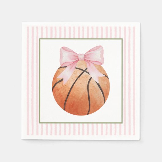 Pink Stripe Basketball Serviette (Vorderseite)