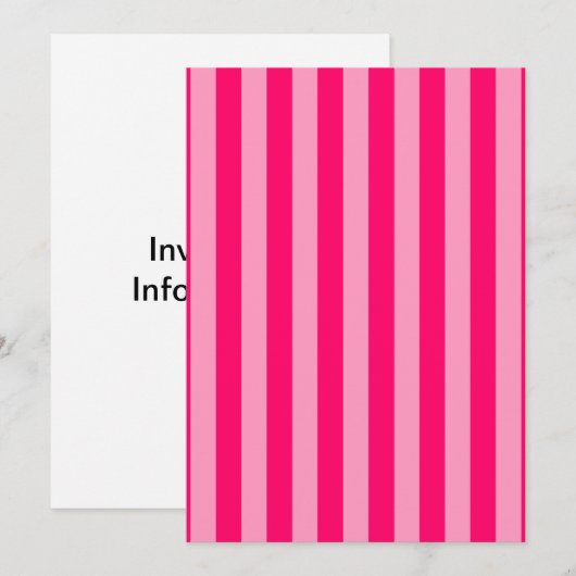 Pink Stripe Blank Girly Einladung (Vorne/Hinten)