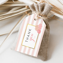 Pink Stripe & Blush Peony Brautparty Gefälligkeits Geschenkanhänger