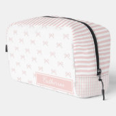 Pink Stripe Bow Pattern Gingham Coquette Cosmetic Waschbeutel (Rechte Ecke)