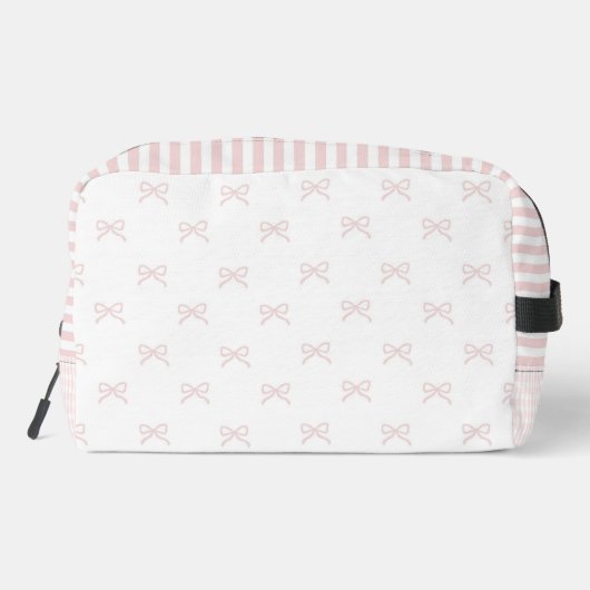 Pink Stripe Bow Pattern Gingham Coquette Cosmetic Waschbeutel (Rückseite)