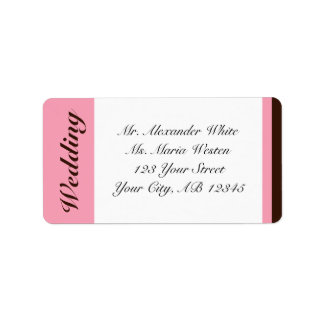 Pink Stripe Chocolate Brown Wedeladressen Labels Adressaufkleber