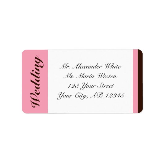 Pink Stripe Chocolate Brown Wedeladressen Labels Adressaufkleber (Vorne)