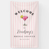 Pink Stripe Cocktail Brautparty Feier Banner (Vertikal)