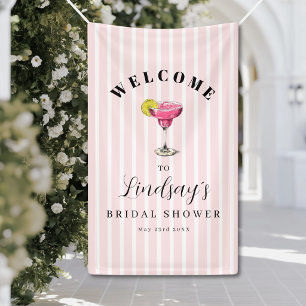 Pink Stripe Cocktail Brautparty Feier Banner