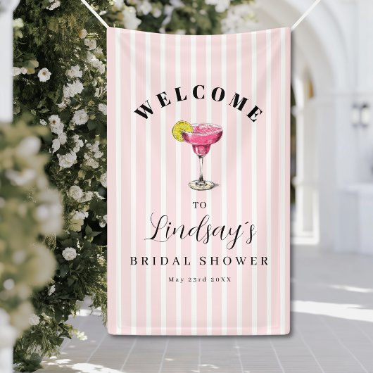 Pink Stripe Cocktail Brautparty Feier Banner