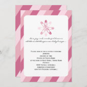 Pink Stripe Diaper Button Babydusche Einladung (Vorne/Hinten)