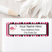 Pink Stripe Flamingo Rücksendeadresse Label (Insitu)