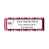 Pink Stripe Flamingo Rücksendeadresse Label (Vorne)