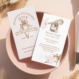 Pink Stripe Floral Baking Utensils Pastry Bakery  Visitenkarte