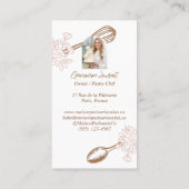 Pink Stripe Floral Spoon Pastry Cakes Bakery Chef Visitenkarte (Rückseite)