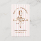 Pink Stripe Floral Spoon Pastry Cakes Bakery Chef Visitenkarte (Vorderseite)