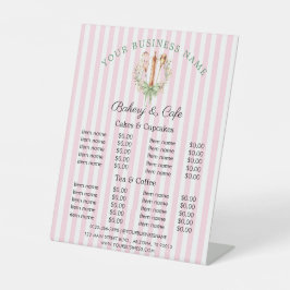 Pink Stripe & Floral Utensils Cooking Price List Sockelschild