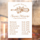 Pink Stripe Floral Whisk Bakery Shop Store Hours Fensteraufkleber (Blatt 2)