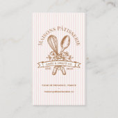 Pink Stripe Floral Whisk Spoon Pastry Bakery Chef Visitenkarte (Vorderseite)