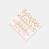 Pink Stripe Gold Confetti Class of 2018 Abschluss Serviette (Ecke)