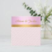 PINK STRIPE GOLD METALLIC WEDD VERLOBUNG EINLADUNG (Stehend Vorderseite)