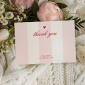 Pink Stripe Heart Valentine Baby Shower Dankeskarte