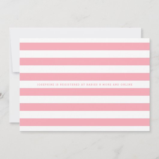 Pink Stripe Imitate Gold Baby Girls Dusche Einladung (Rückseite)