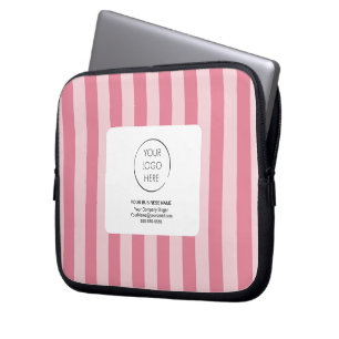 Pink Stripe Markenlogo Werbeunternehmen Laptopschutzhülle