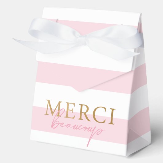Pink Stripe Merci Beaucoup Geschenkschachtel (Vorderseite)