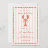 Pink Stripe Nautic Hummer Brautparty Einladung (Vorderseite)