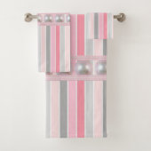 Pink Stripe Perlen Badezimmer Handtuch Sets (Insitu)