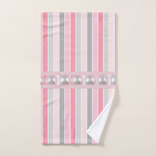 Pink Stripe Perlen Badezimmer Handtuch Sets (Handtuch)