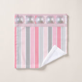 Pink Stripe Perlen Badezimmer Handtuch Sets (Waschlappen)