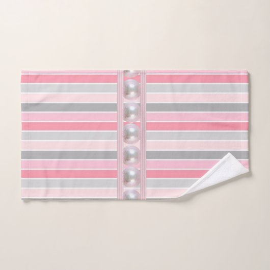 Pink Stripe Perlen Badezimmer Handtuch Sets (Handtuch)