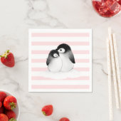 Pink Stripe Pinguin Party Dekoration Papier Napkin Serviette (Beispiel)