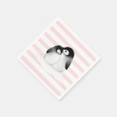 Pink Stripe Pinguin Party Dekoration Papier Napkin Serviette (Ecke)