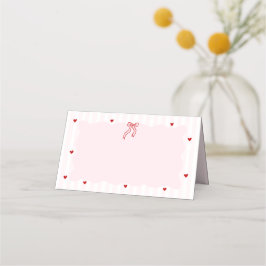 Pink Stripe Red Heart Little Sweetheart Birthday Platzkarte