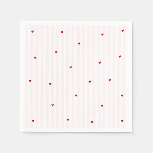 Pink Stripe Red Heart Little Sweetheart Birthday Serviette (Vorderseite)