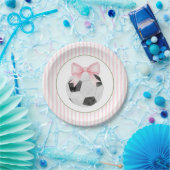 Pink Stripe Soccer  Pappteller (Party)