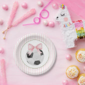 Pink Stripe Soccer  Pappteller (Party)