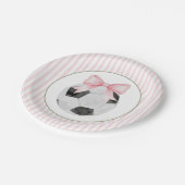 Pink Stripe Soccer  Pappteller (Schrägansicht)