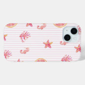 Pink Stripe Summer Marine Pattern Case-Mate iPhone Hülle (Rückseite (Horizontal))