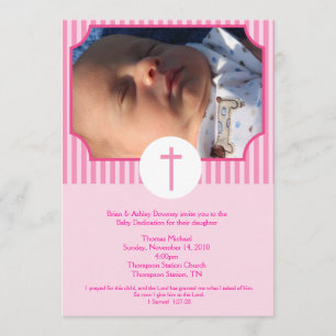 Pink Stripe Taufe Baby Dedication 12x18 Einladung