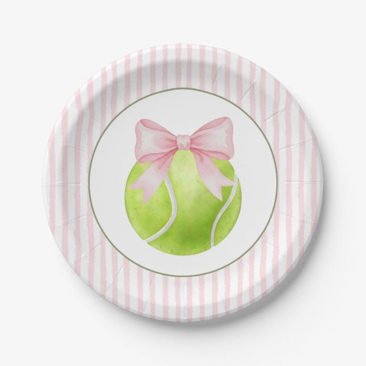 Pink Stripe Tennis  Pappteller (Vorderseite)