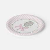 Pink Stripe Tennis Pappteller (Schrägansicht)