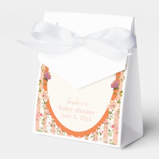 Pink Stripe Wassercolor Garden Babydusche Geschenkschachtel (Vorderseite)