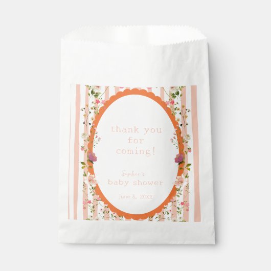 Pink Stripe Wassercolor Garden Babydusche Geschenktütchen (Vorderseite)