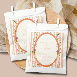 Pink Stripe Wassercolor Garden Babydusche Geschenktütchen