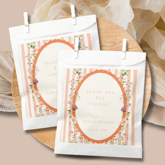 Pink Stripe Wassercolor Garden Babydusche Geschenktütchen